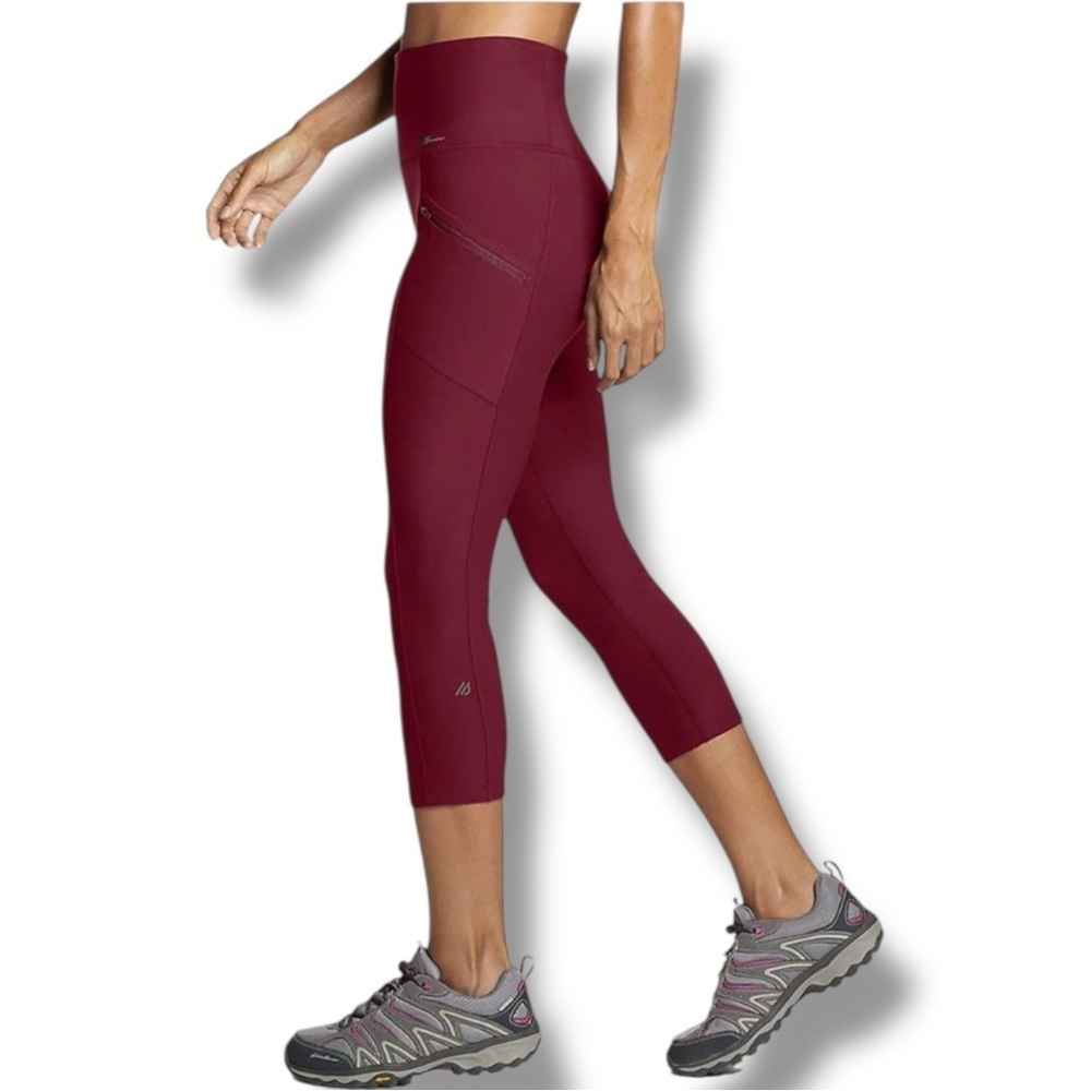 EDDIE BAUER Women’s Trail Tight Capris - High Rise Dark Berry XL - Picture 2 of 12